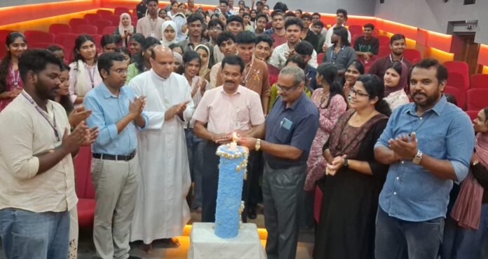 Prof. Dr. Roy Scaria, Principal of T.M. Jacob Memorial Arts and Science College, Manimala, inaugurates the Economics Association at St. George’s College, Aruvithura.